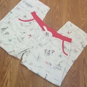 Victoria's Secret Festive White Pajama Pants with Red Accents